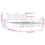 Kovinska postelja - Kovinski posteljni okvir z vzglavjem in vznožjem črn 135x190 cm