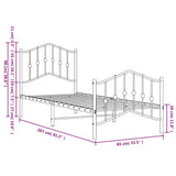 Kovinska postelja - Kovinski posteljni okvir z vzglavjem in vznožjem črn 80x200 cm
