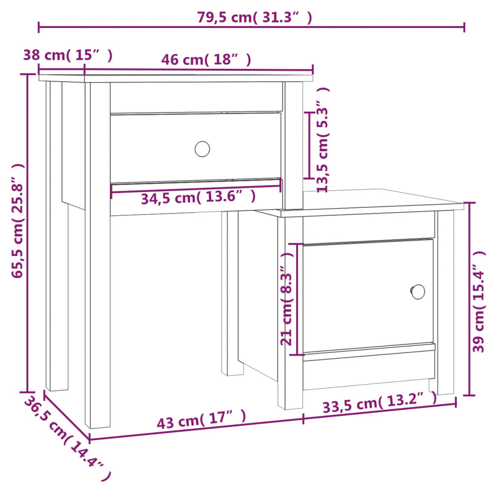 Nočna omarica siva 79,5x38x65,5 cm trdna borovina