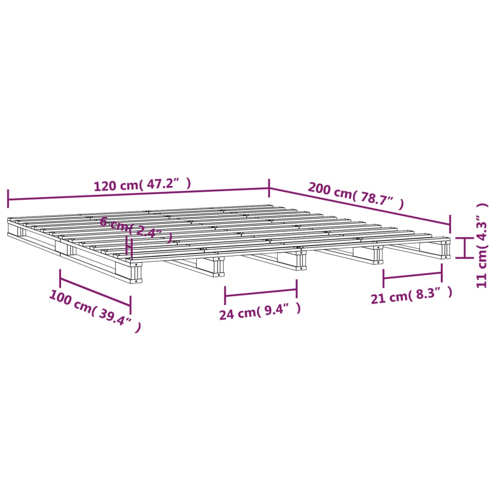 Postelja iz palet bela 120x200 cm trdna borovina