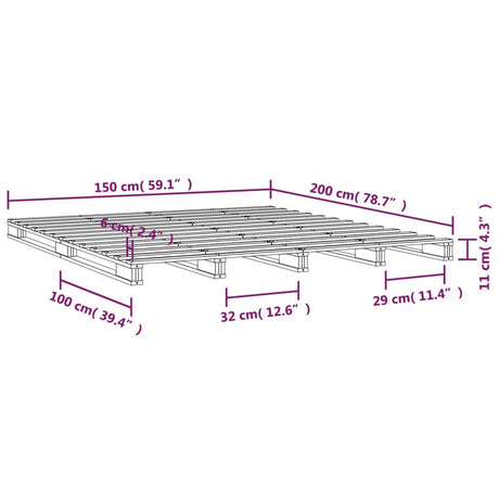 Postelja iz palet bela 150x200 cm trdna borovina