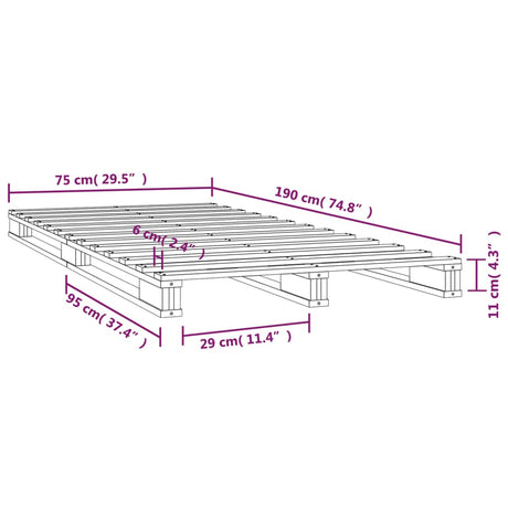 Postelja iz palet bela 75x190 cm trdna borovina