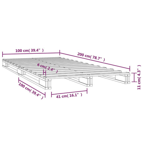 Postelja iz palet črna 100x200 cm trdna borovina