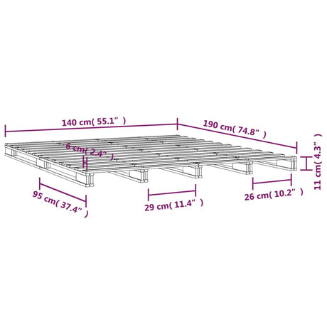 Postelja iz palet črna 140x190 cm trdna borovina