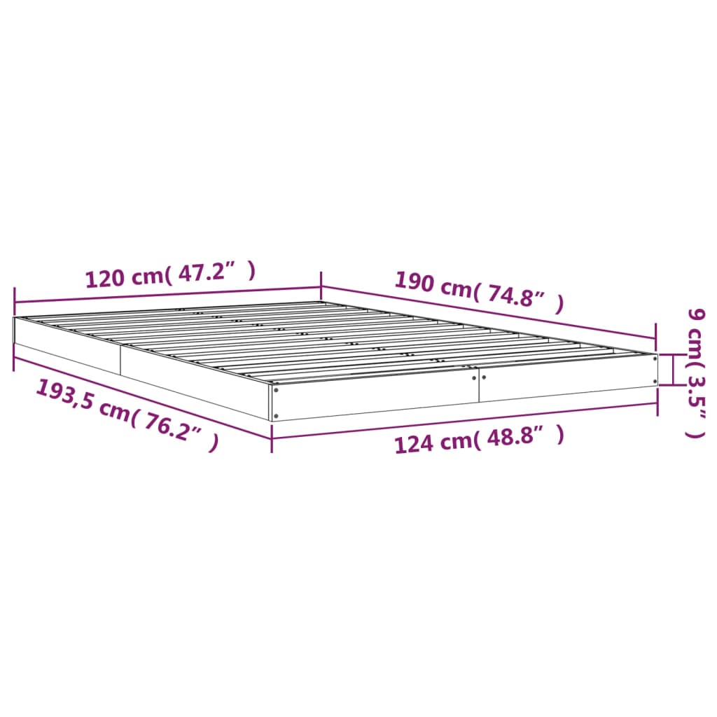 Posteljni okvir 120x190 trdna borovina