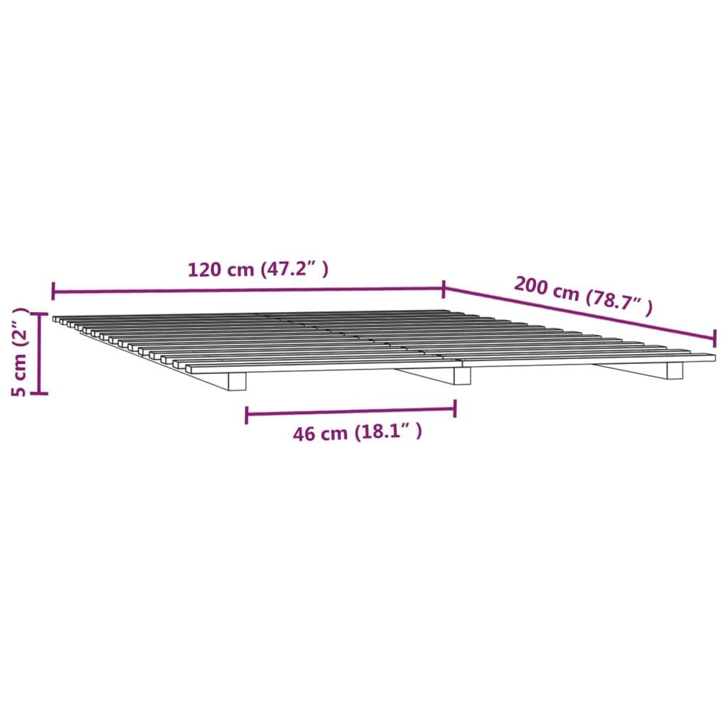 Posteljni okvir 120x200 cm trdna borovina