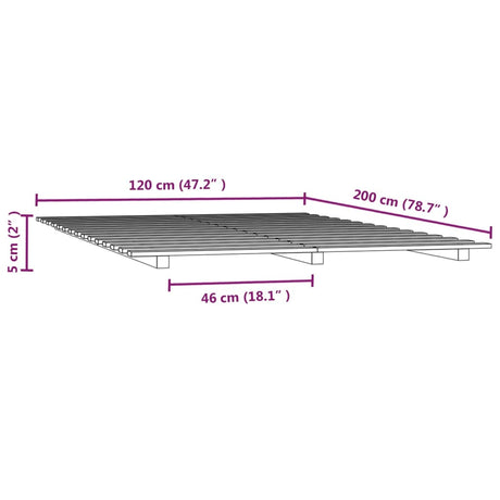 Posteljni okvir 120x200 cm trdna borovina