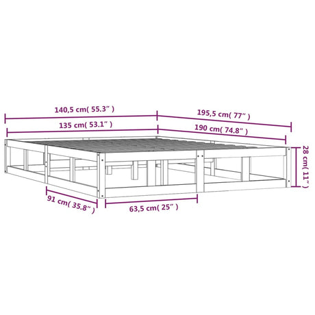 Posteljni okvir 135x190 cm trden les