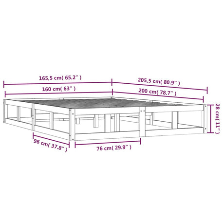 Posteljni okvir 160x200 cm trden les