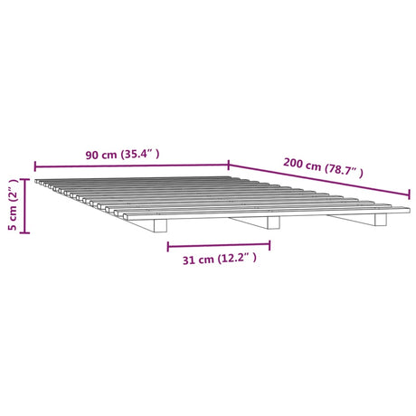 Posteljni okvir 90x200 cm trdna borovina