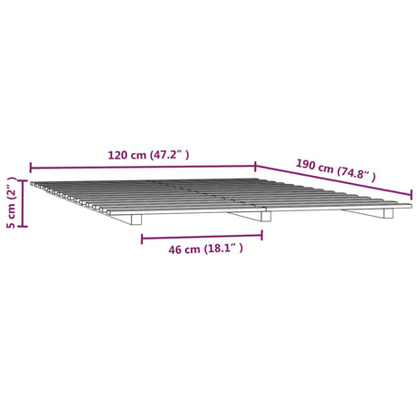 Posteljni okvir bel 120x190 cm trdna borovina