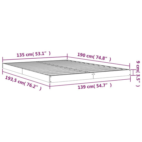 Posteljni okvir bel 135x190 cm trdna borovina