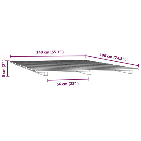 Posteljni okvir bel 140x190 cm trdna borovina