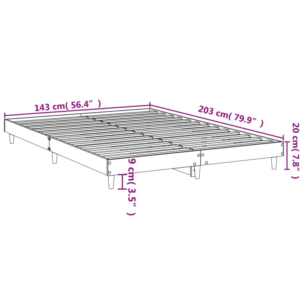 Posteljni okvir bel 140x200 cm inženirski les