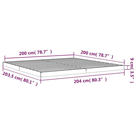 Posteljni okvir bel 200x200 cm trdna borovina