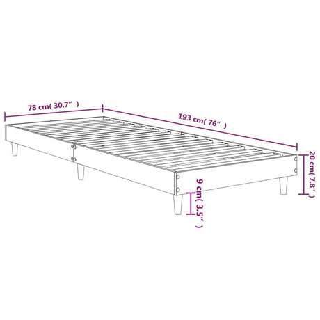 Posteljni okvir bel 75x190 cm inženirski les