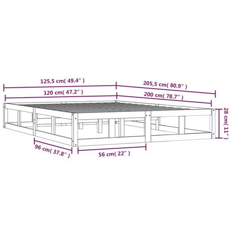 Posteljni okvir črn 120x200 cm trden les