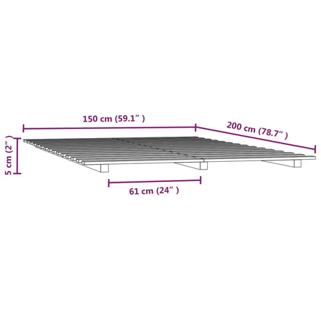 Posteljni okvir črn 150x200 cm trdna borovina