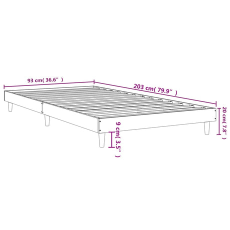 Posteljni okvir črn 90x200 cm inženirski les