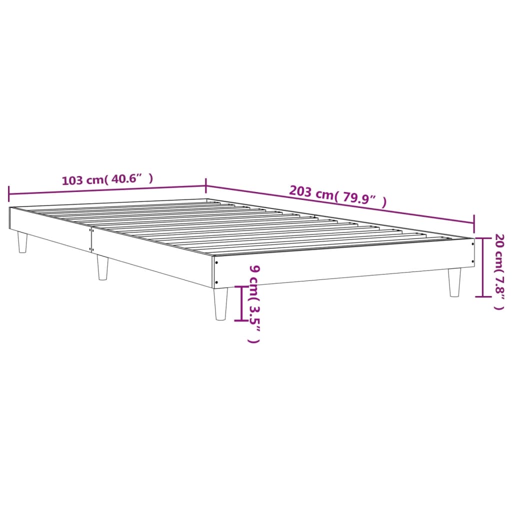 Posteljni okvir dimljeni hrast 100x200 cm inženirski les