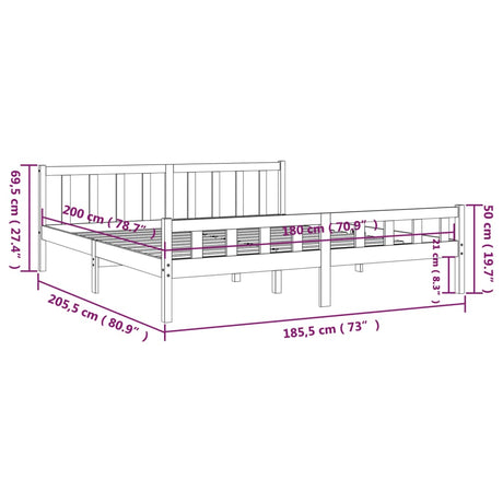 Posteljni okvir iz trdne borovine 180x200 cm