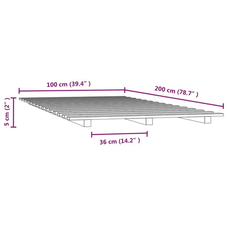 Posteljni okvir medeno rjav 100x200 cm trdna borovina