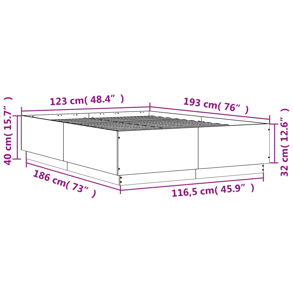 Posteljni okvir rjav hrast 120x190 cm inženirski les