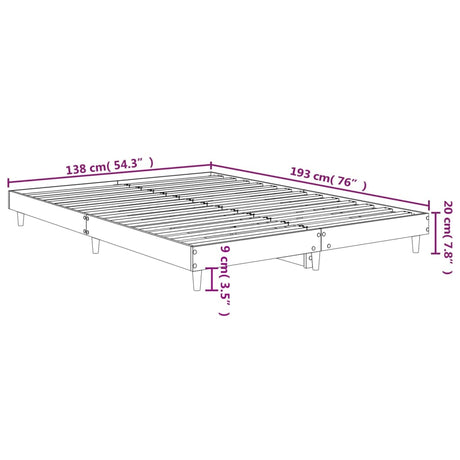 Posteljni okvir rjav hrast 135x190 cm inženirski les