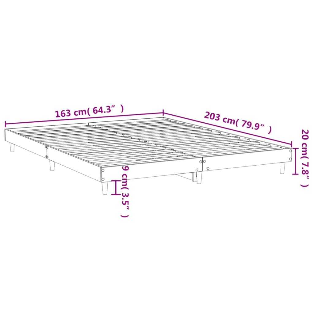 Posteljni okvir rjav hrast 160x200 cm inženirski les