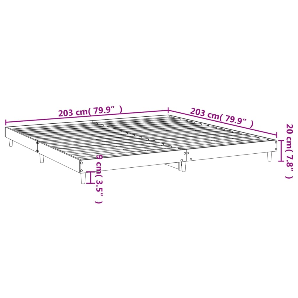 Posteljni okvir rjav hrast 200x200 cm inženirski les