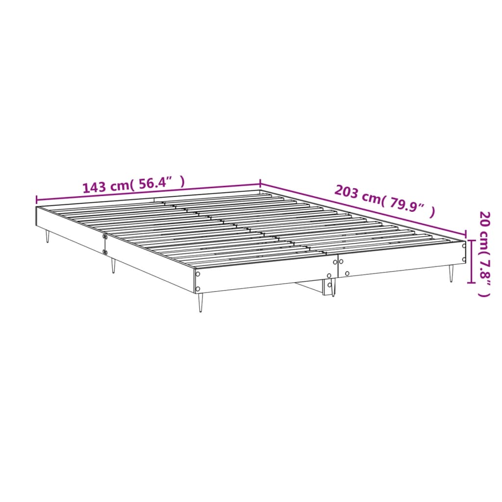 Posteljni okvir sonoma hrast 140x200 cm inženirski les