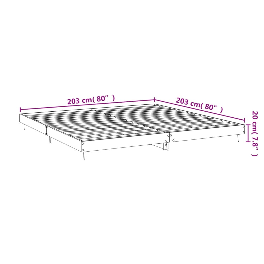 Posteljni okvir sonoma hrast 200x200 cm inženirski les