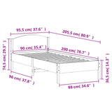 Posteljni okvir brez vzmetnice bel 90x200 cm trdna borovina