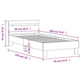 Posteljni okvir z vzglavjem sonoma hrast 90x190 cm inž. les