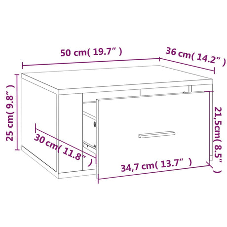 Stenska nočna omarica 2 kosa bela 50x36x25 cm