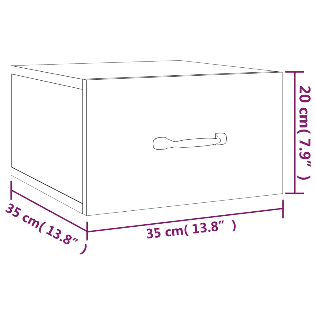 Stenska nočna omarica 2 kosa dimljeni hrast 35x35x20 cm