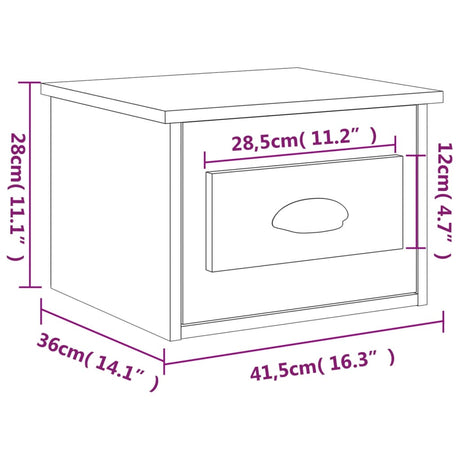 Stenska nočna omarica 2 kosa siva sonoma 41,5x36x28 cm