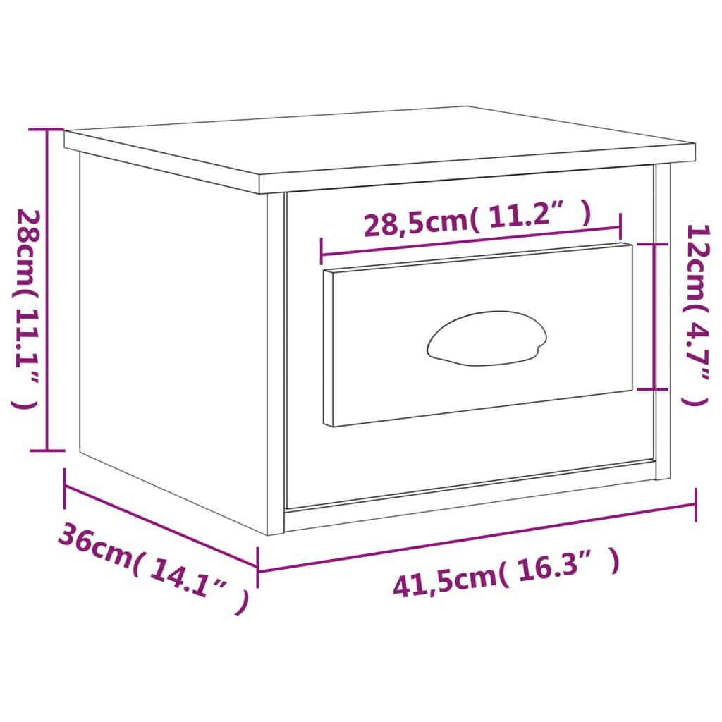 Stenska nočna omarica 2 kosa sonoma hrast 41,5x36x28 cm