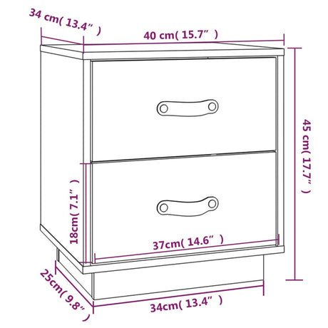  vidaXL Nočna omarica 2 kosa medeno rjava 40x34x45 cm trdna borovina