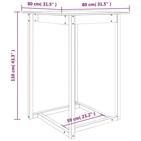 Barska miza siva 80x80x110 cm trdna borovina