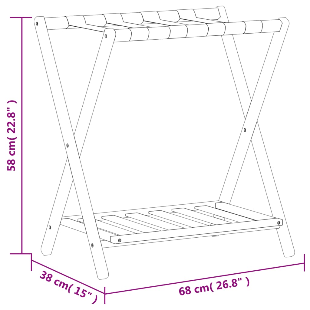 Stojalo za prtljago 68x38x58 cm bambus