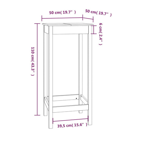 Barska miza 50x50x110 cm trdna borovina