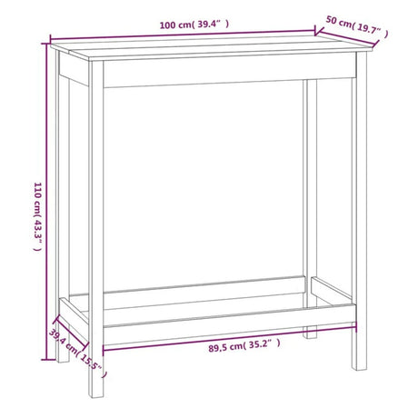 Barska miza 100x50x110 cm trdna borovina