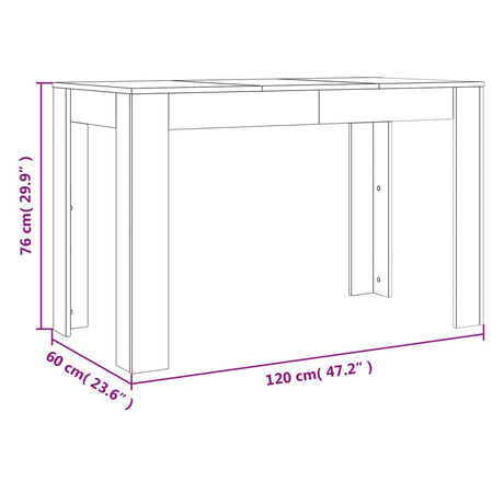 Jedilna miza siva sonoma 120x60x76 cm inženirski les